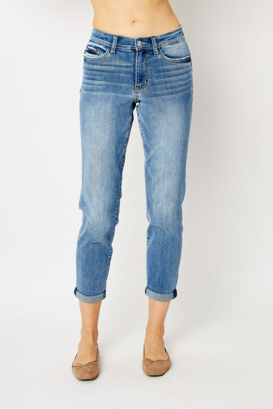 Judy Blue Jeans/Vintage Slim Cut Denim/Cuffed Hem