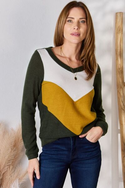 Retro Colorblock Knit Sweater by Hailey & Co (V-Neck)